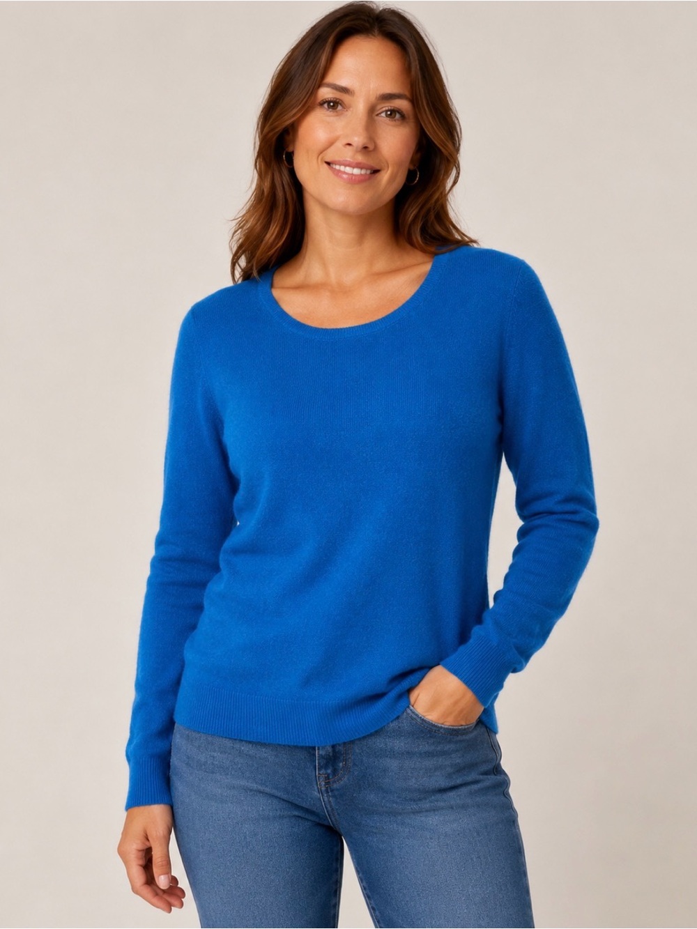 Pure Collection 100% Cashmere Sweater Blue Crew Neck Women’s US 8/10 UK 14